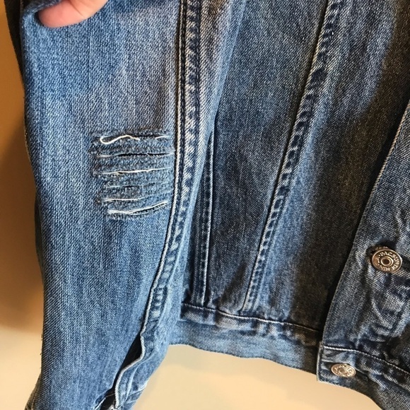 PACSUN Size Large Denim Jean Jacket Distressed - Picture 2 of 10